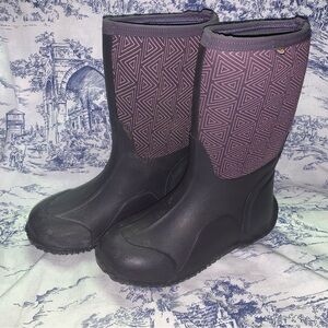 Bogs Purple Triangle Youth Size 5 Shoes Purple Rubber Winter Boots -30 degree